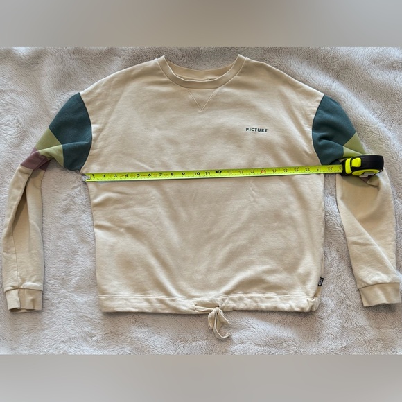 Picture - Woman’s Cream Crewneck Sweater with Colorful Stripes - Picture 9 of 11